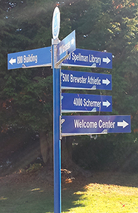 sign directing students to the various buildings on campus