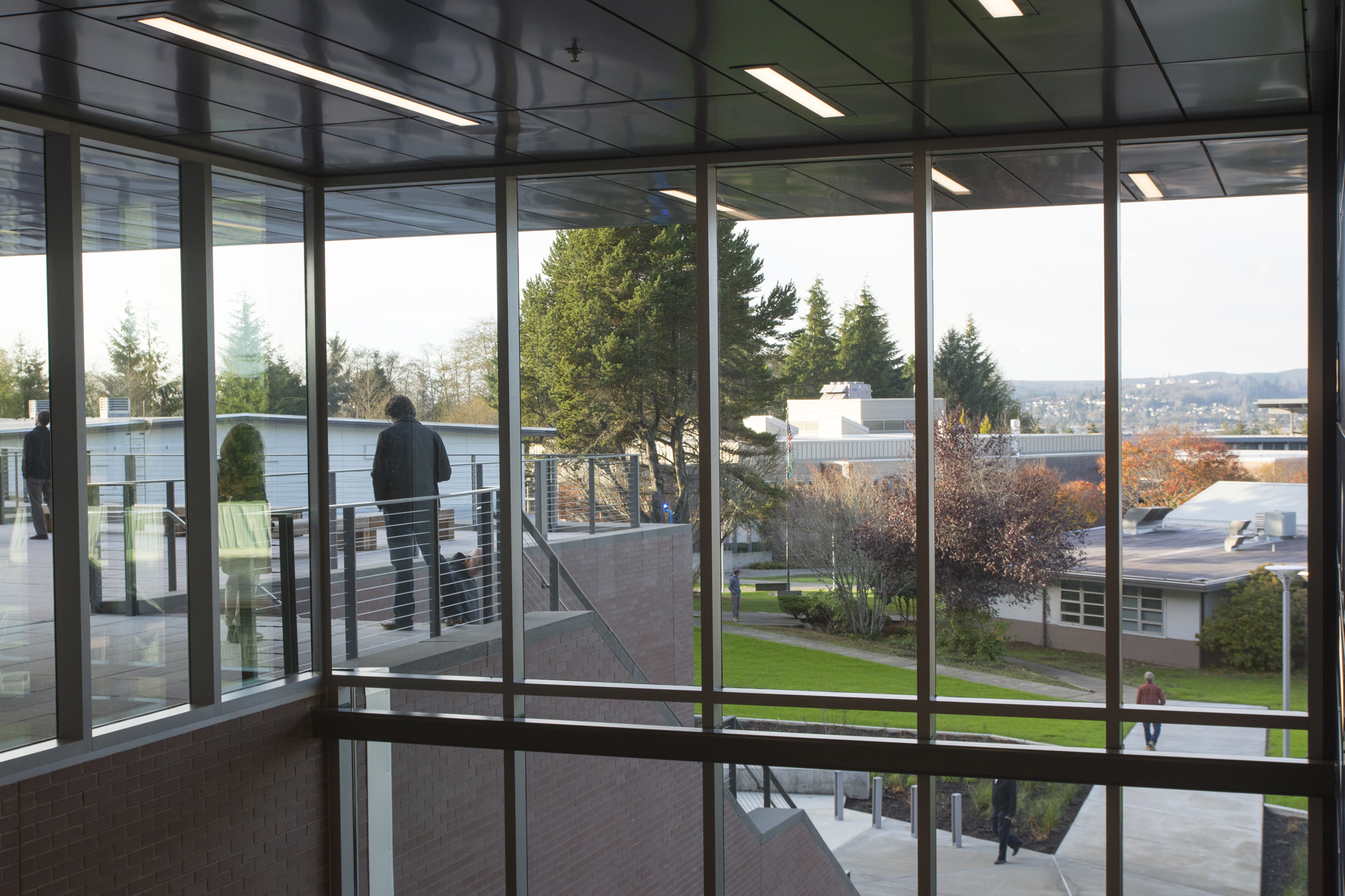 looking out of the Schermer building