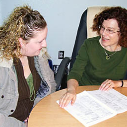 Advisor working with a student