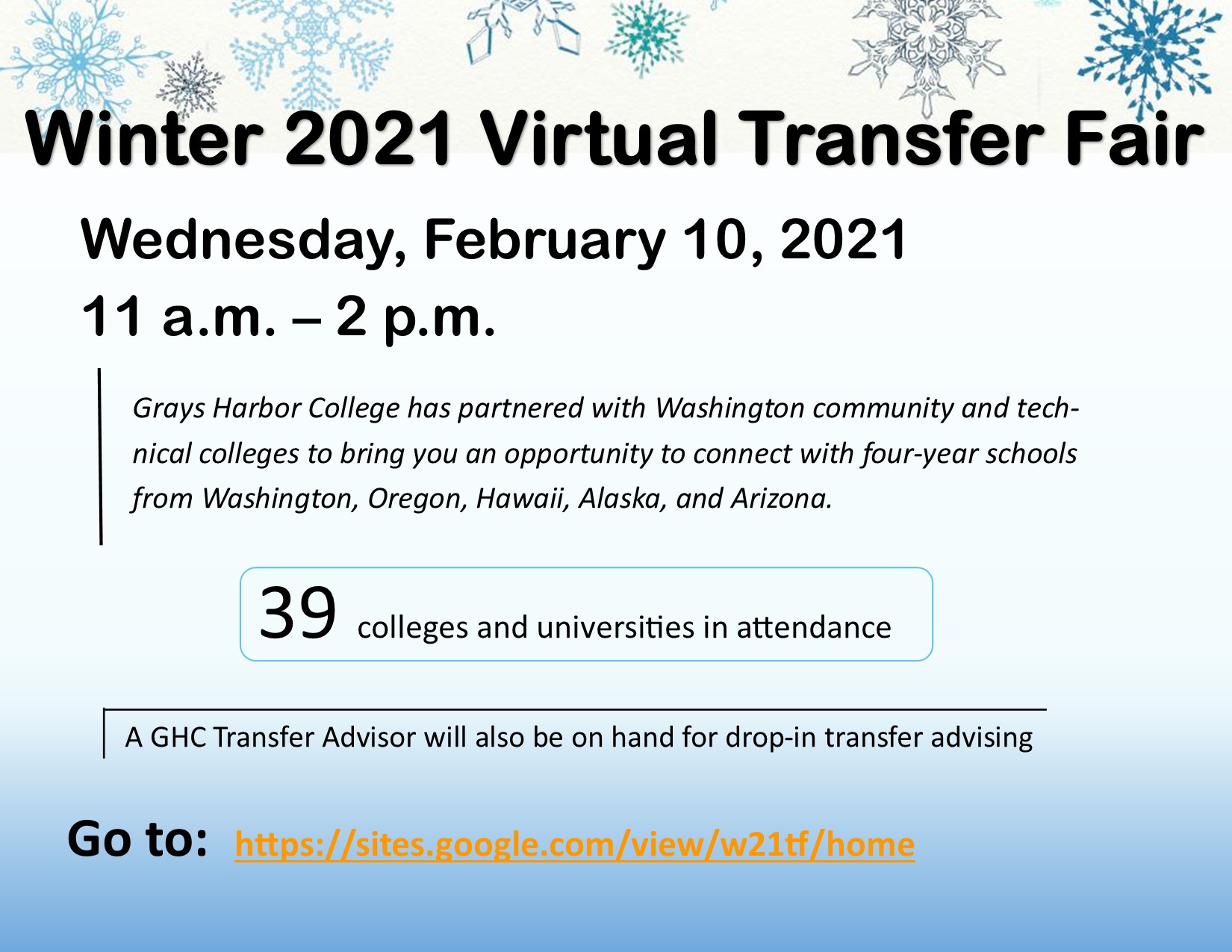 Winter 2021 Virtual Transfer Fair February 10, 2021