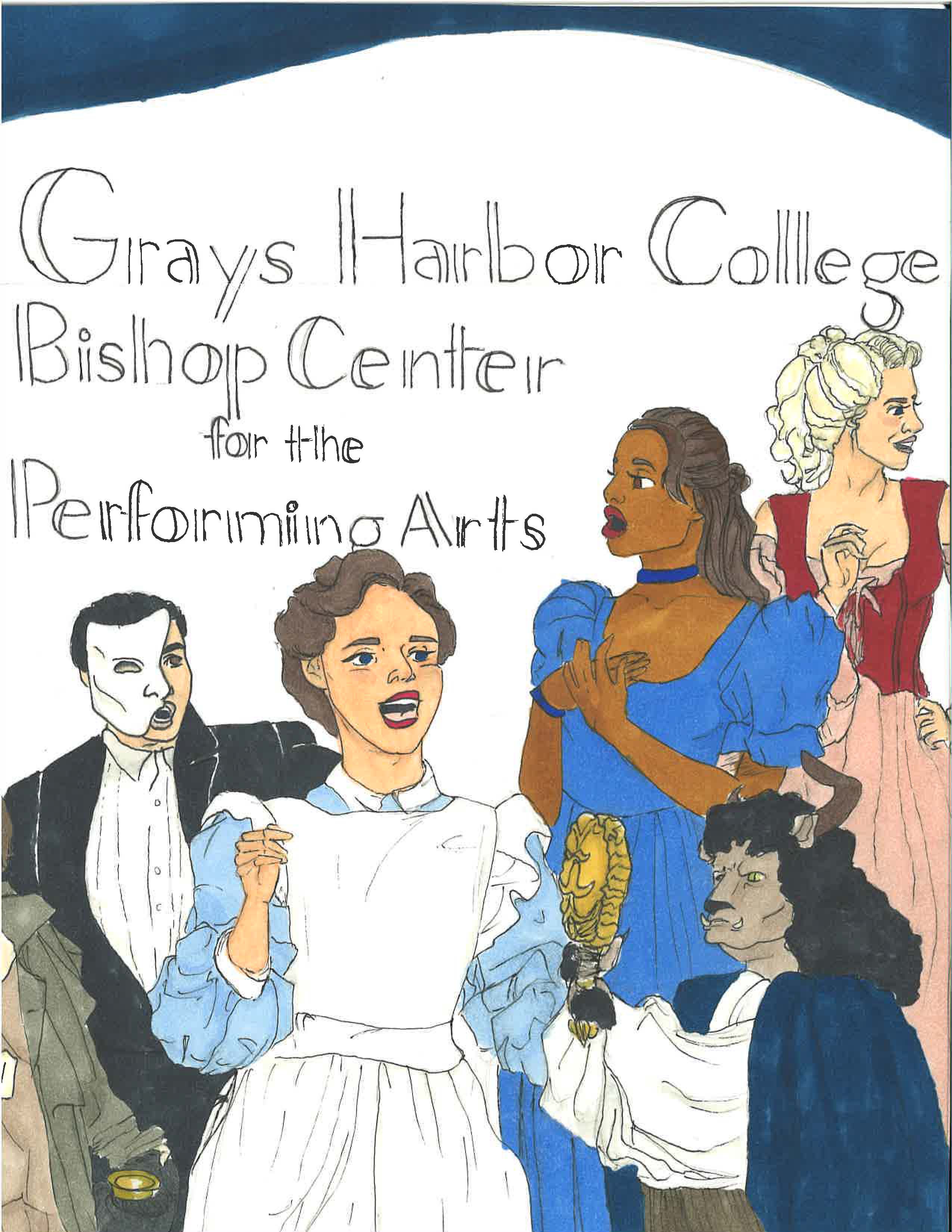 Actors in costumes from the various theater productions performed at the Bishop Center over the past 25 years