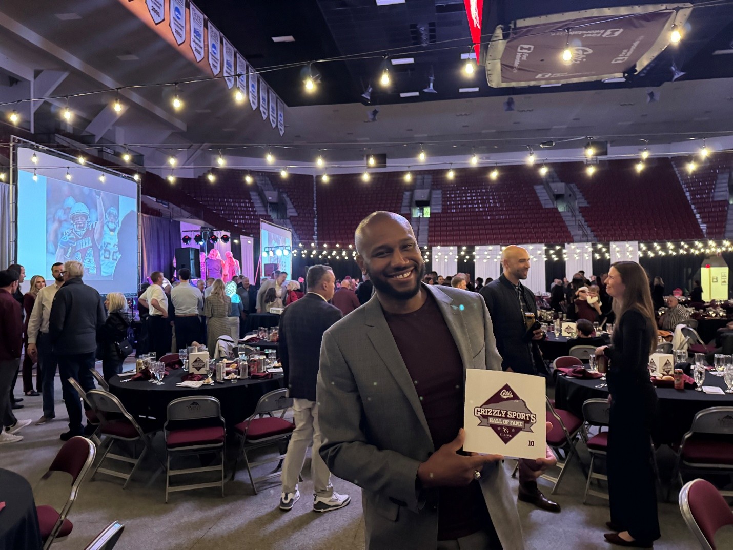 Grays Harbor College Men’s Basketball Head Coach Virgil Matthews at the Hall of Fame Induction Ceremony at the University of Montana’s Adams Center. 