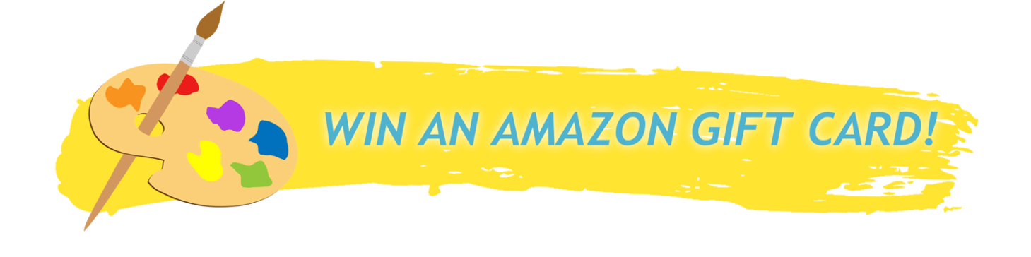 a yellow smear of paint under a painter’s palette, with the words “Win an Amazon Gift Card!