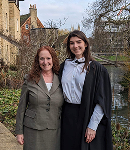 Malia Marks and her mother after her Cambridge graduation.