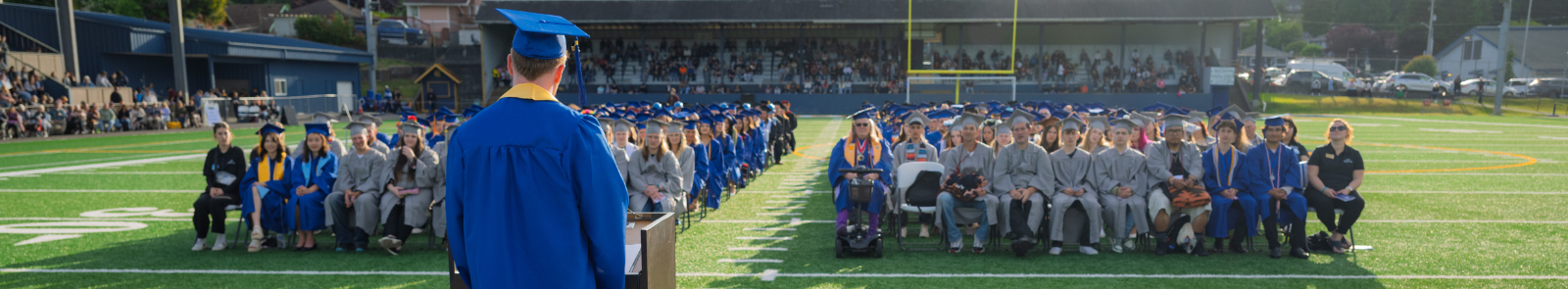 A student addressing the graduates at the GHC graduation ceremony 2025.