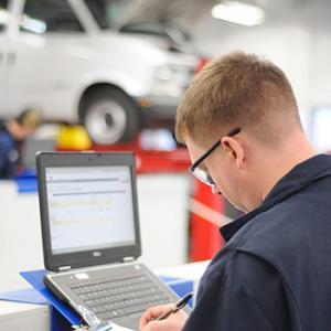 Student working in the Automotive program