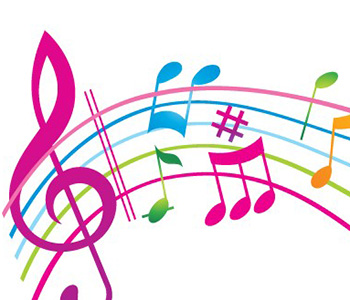 Colorful Musical Notes in a curved stanza