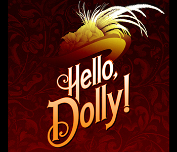 A feathered hat sitting on top of the words Hello, Dolly!