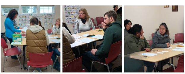 Three photos of students learning in the classroom