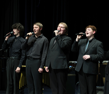 The GHC Jazz Choir mid song.