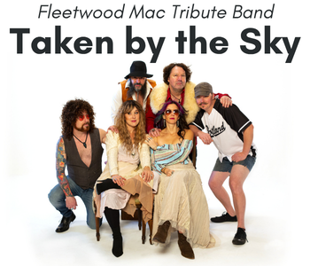 "Fleetwood Mac Tribute Band, Taken by the Sky" posing together for a photo.