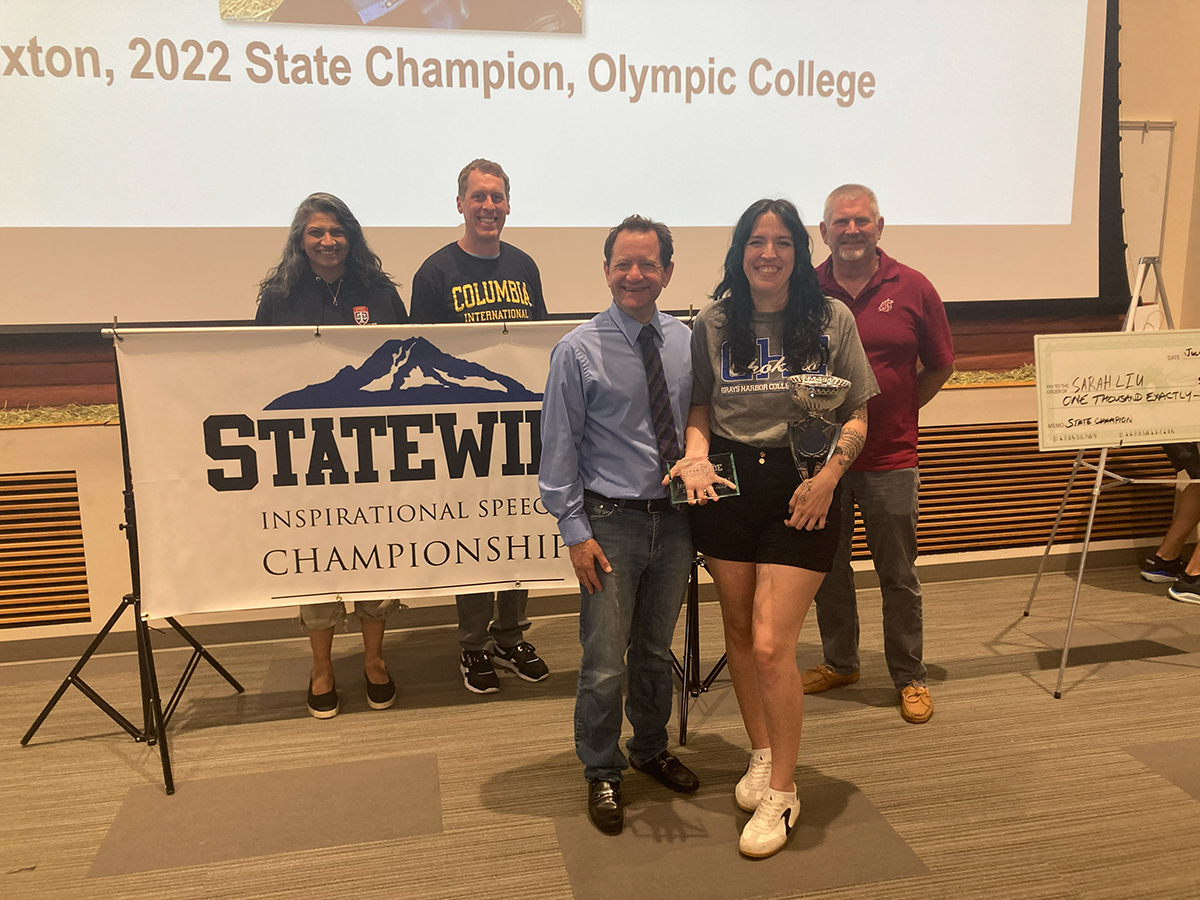 Jenn and Andrew at the Statewide Inspirational Speech Championship