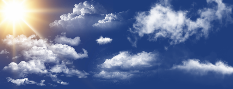 "Summer Hours" in bold font over a background of a cloudy sky on a sunny day.