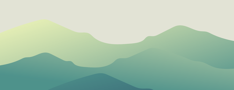 Mountains on green background promoting The Long Way Through art exhibition.