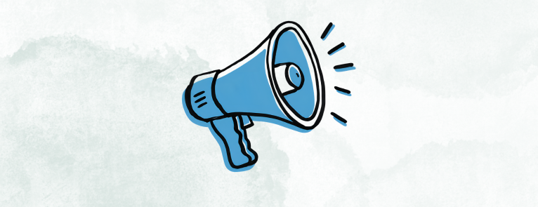 Megaphone graphic with underlined text, "Work Study Positions Now Open!"