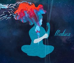 Animated woman sitting cross legged with flames for hair